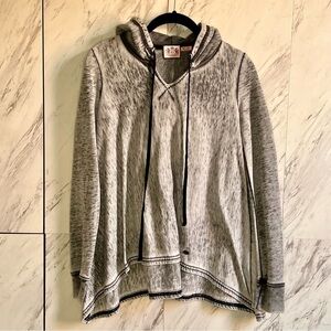 Juicy Couture Burnout Long Sleeves Shark Bite Oversized Slub Hoodie SZ XS